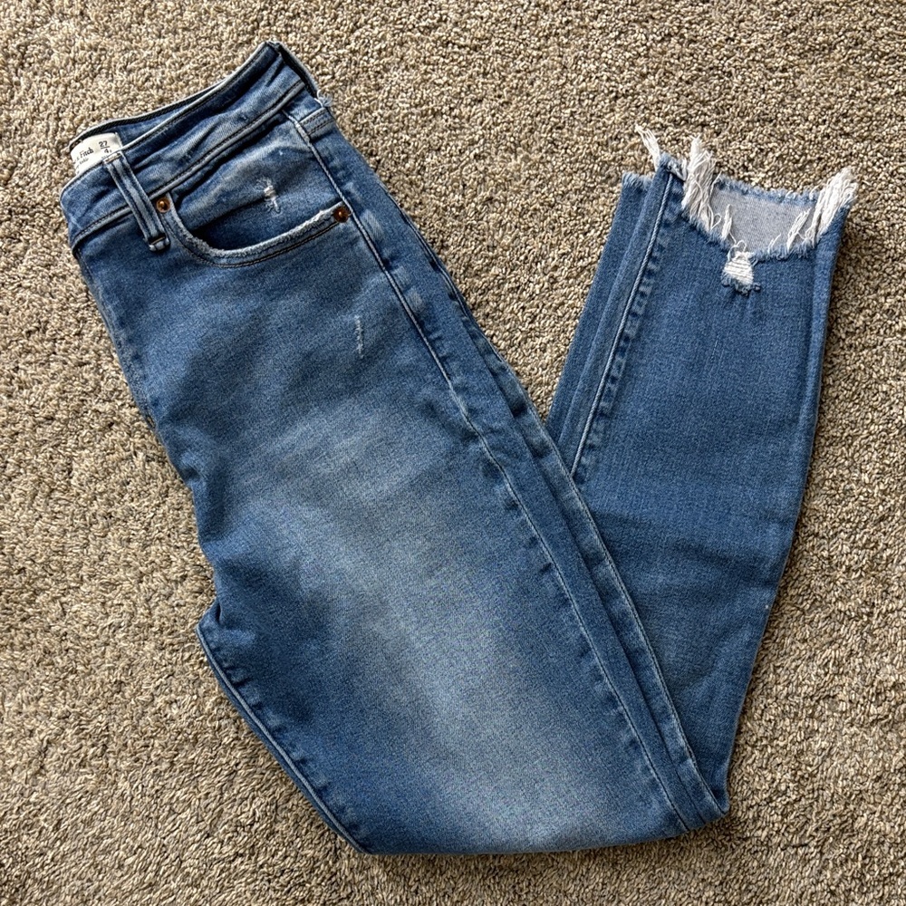 Abercrombie & Fitch Mid-Blue High-Rise Skinny Jeans - Picture 3 of 5